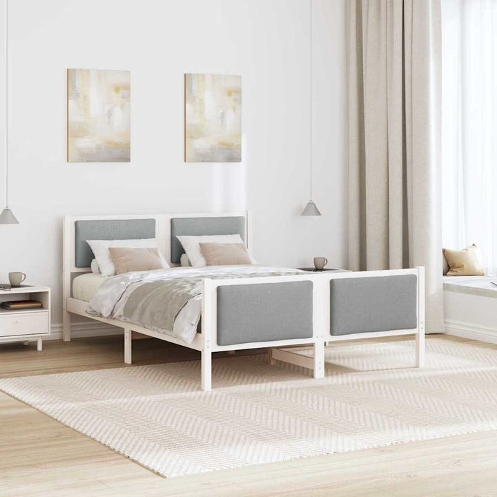 Sengestel med hovedgærde Lysegrå 160 x 200 cm Stof