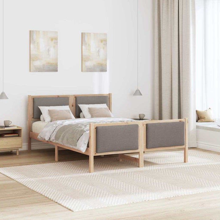 Sengestel med hovedgærde Gråbrun 150 x 200 cm Stof