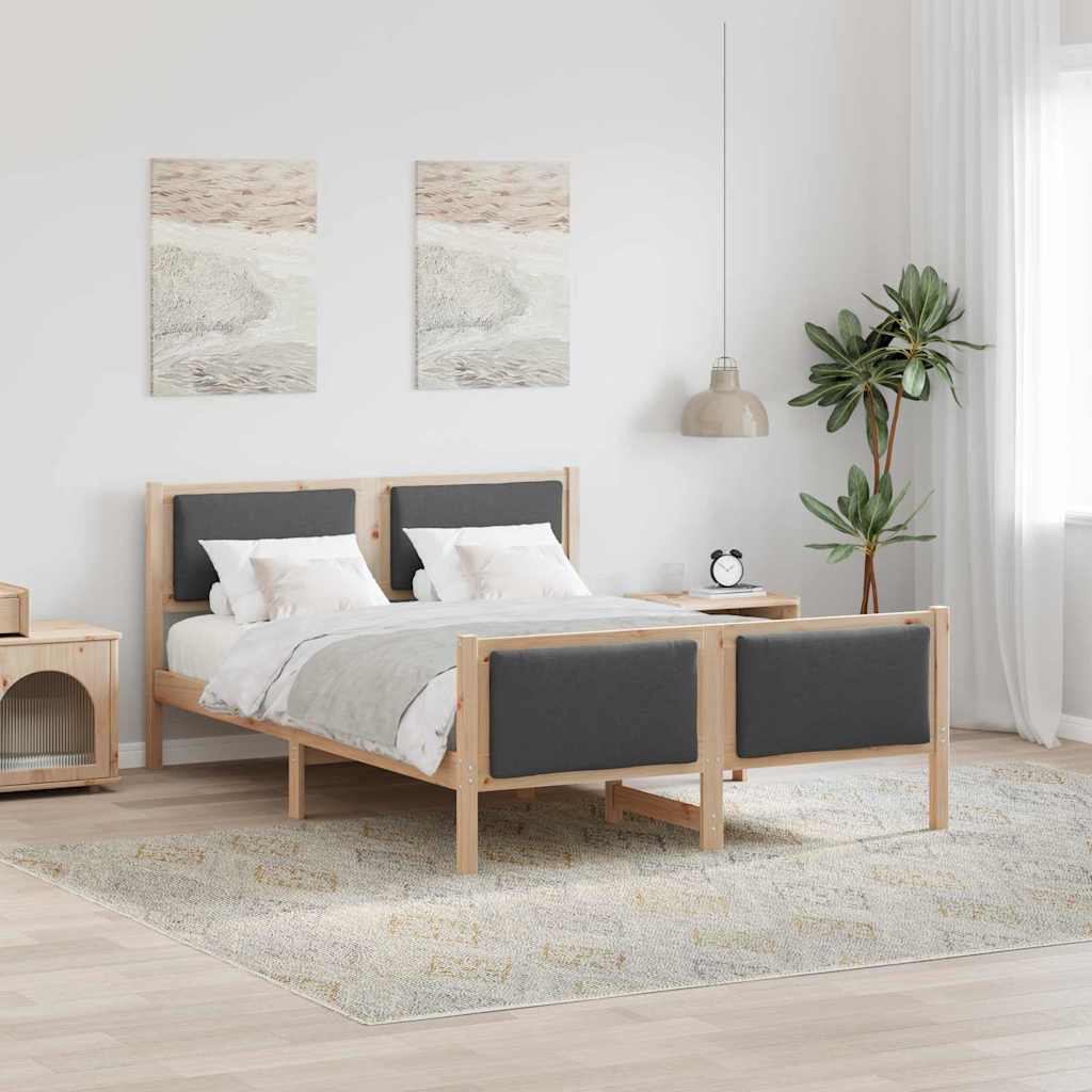 Sengestel med hovedgærde Mørkegrå 140 x 200 cm Stof
