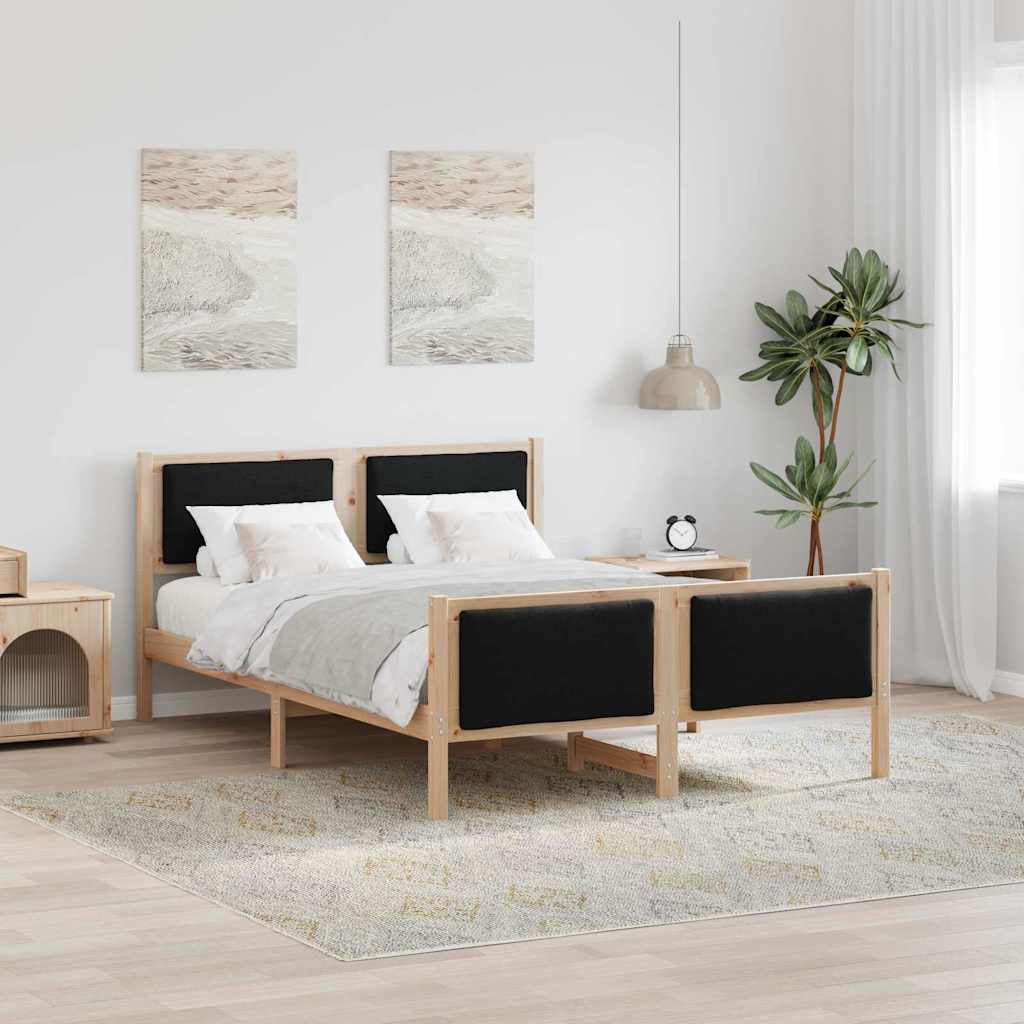 Sengestel med hovedgærde Sort 140 x 200 cm Stof