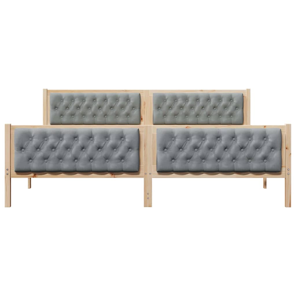Sengestel med hovedgærde Lysegrå 200 x 200 cm Massiv fyrretræ
