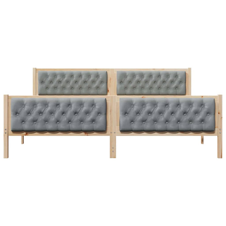 Sengestel med hovedgærde Lysegrå 200 x 200 cm Massiv fyrretræ
