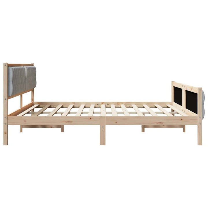 Sengestel med hovedgærde Lysegrå 200 x 200 cm Massiv fyrretræ