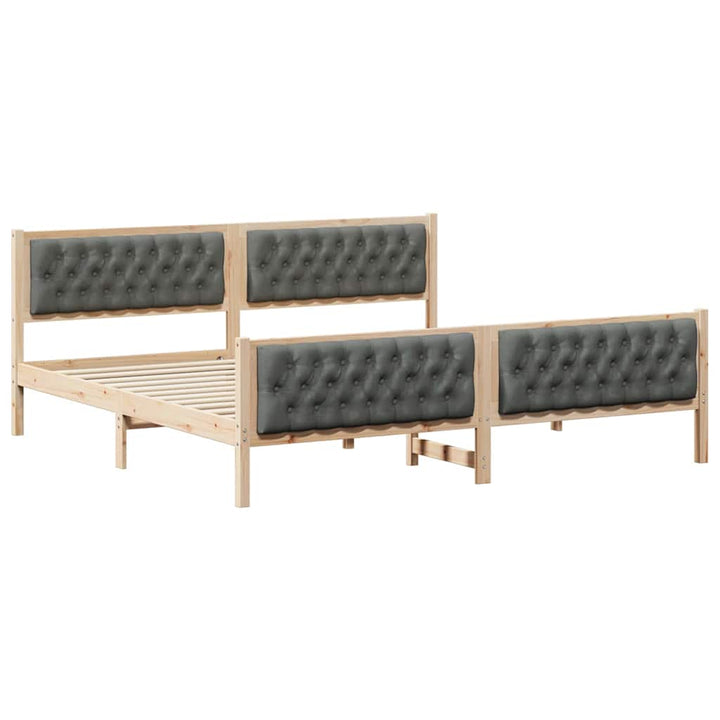 Sengestel med hovedgærde Mørkegrå 200 x 200 cm Massiv fyrretræ