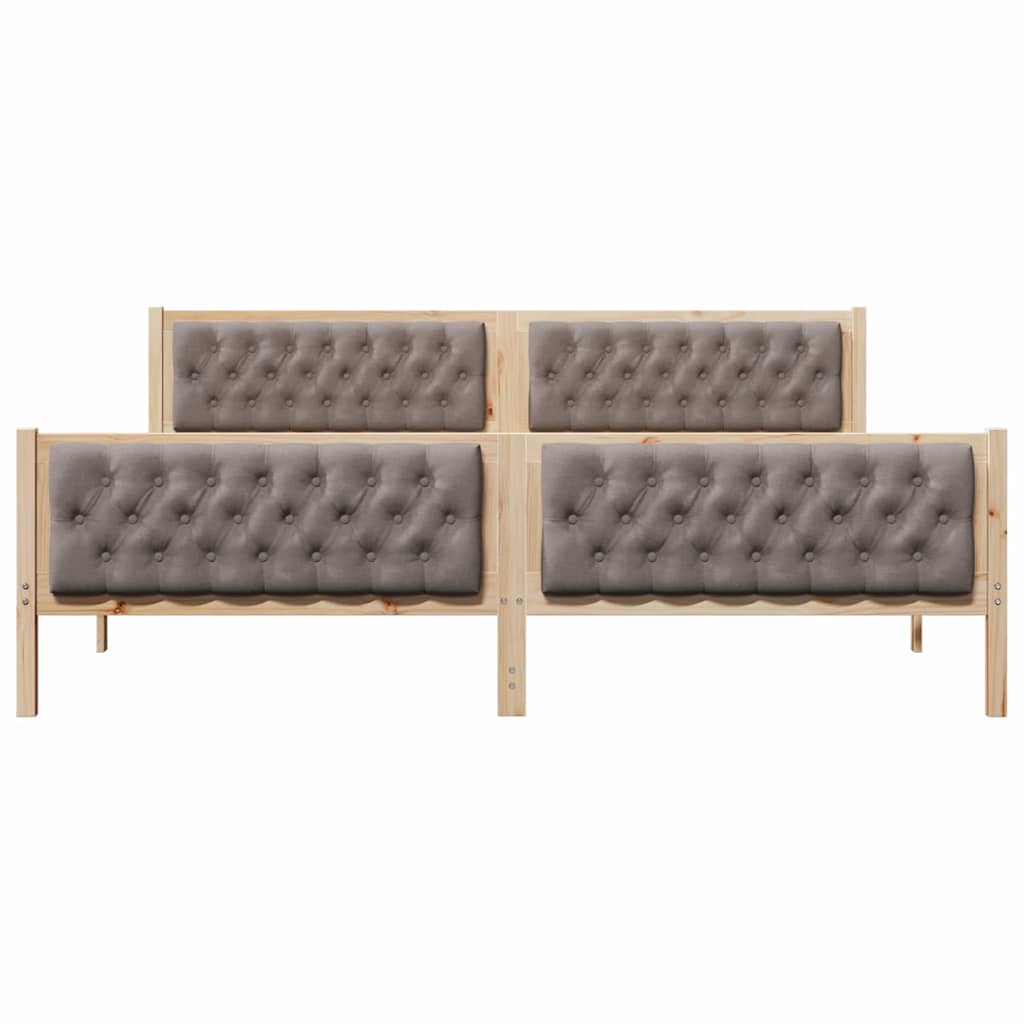 Sengestel med hovedgærde Gråbrun 200 x 200 cm Massiv fyrretræ