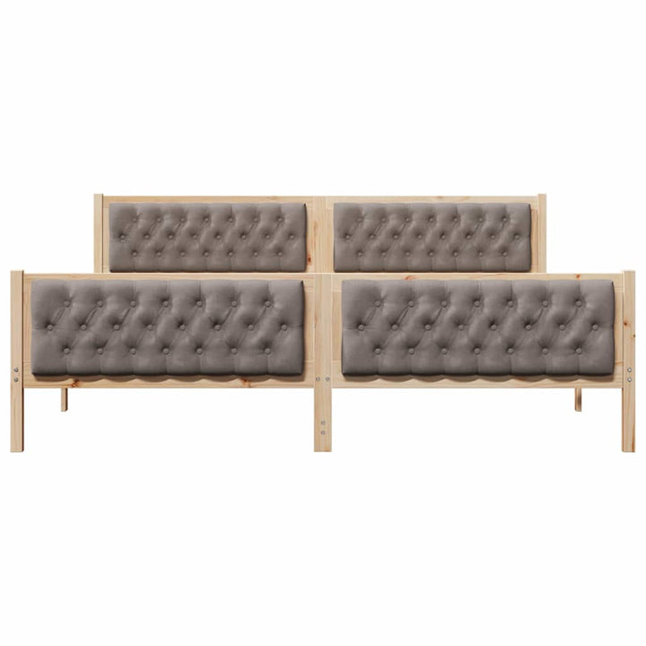 Sengestel med hovedgærde Gråbrun 200 x 200 cm Massiv fyrretræ