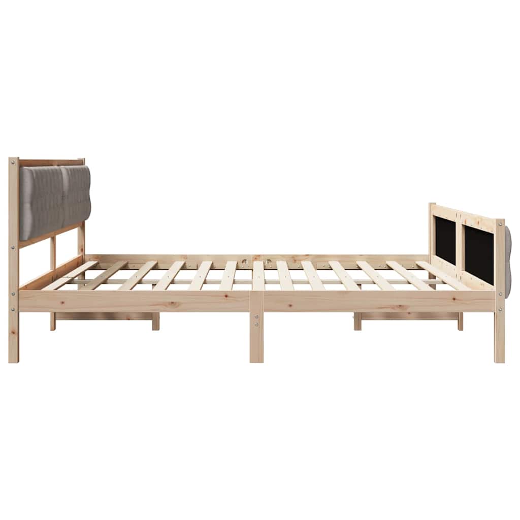 Sengestel med hovedgærde Gråbrun 200 x 200 cm Massiv fyrretræ