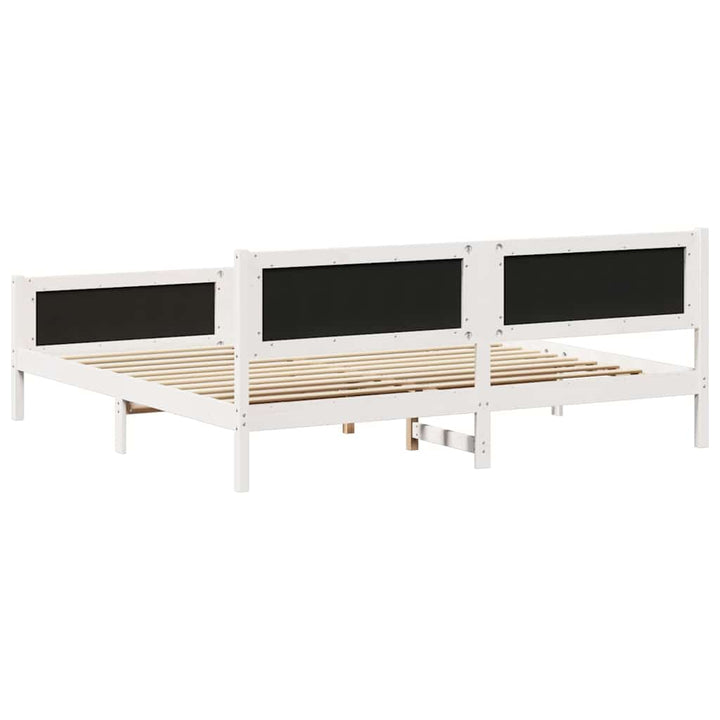 Sengestel med hovedgærde Lysegrå 200 x 200 cm Massiv fyrretræ