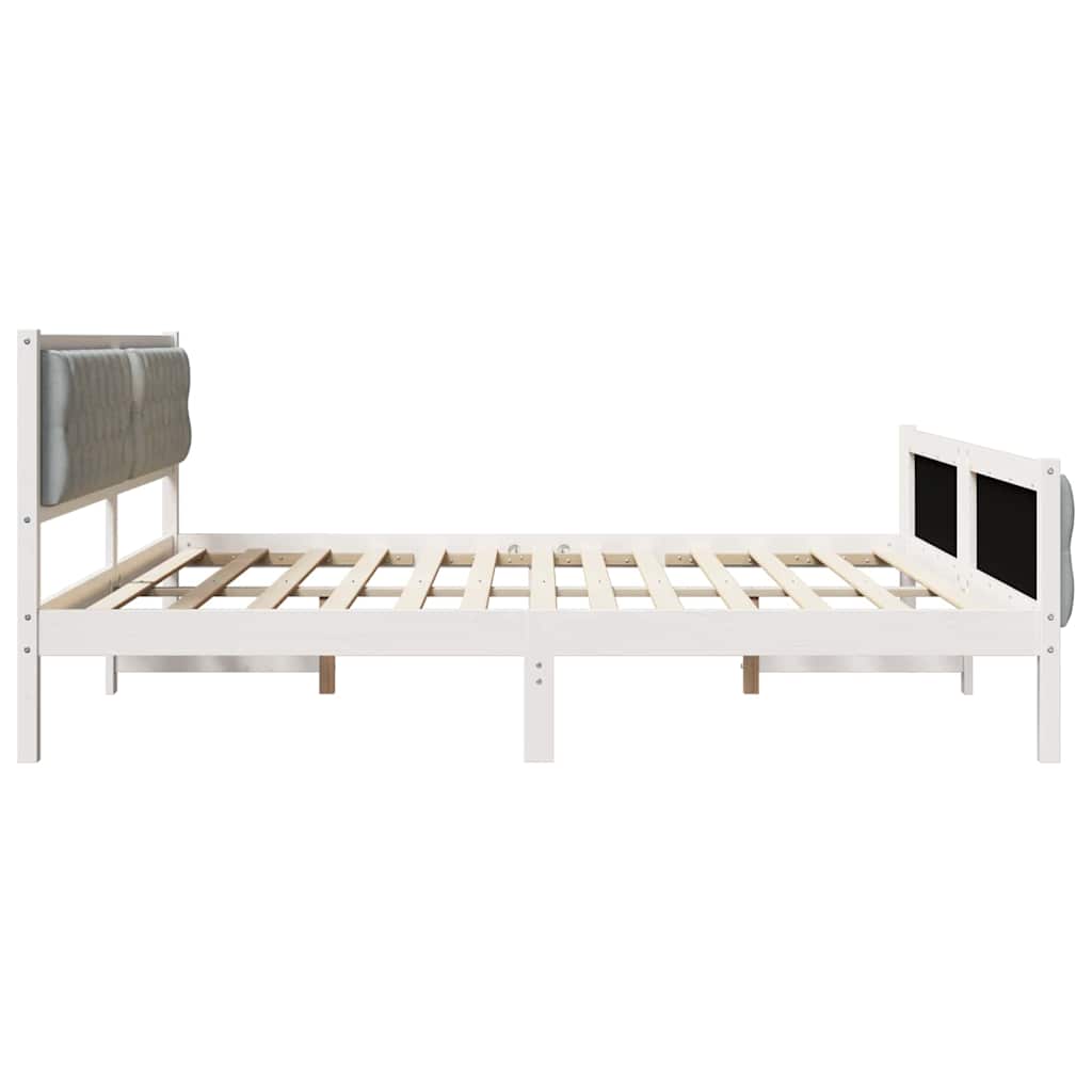 Sengestel med hovedgærde Lysegrå 200 x 200 cm Massiv fyrretræ