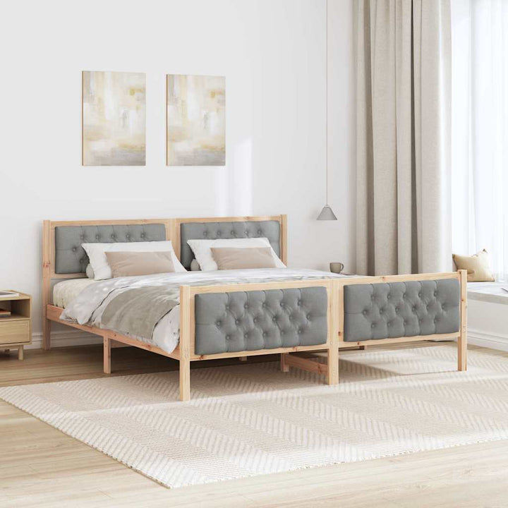 Sengestel med hovedgærde Lysegrå 180 x 200 cm Massiv fyrretræ