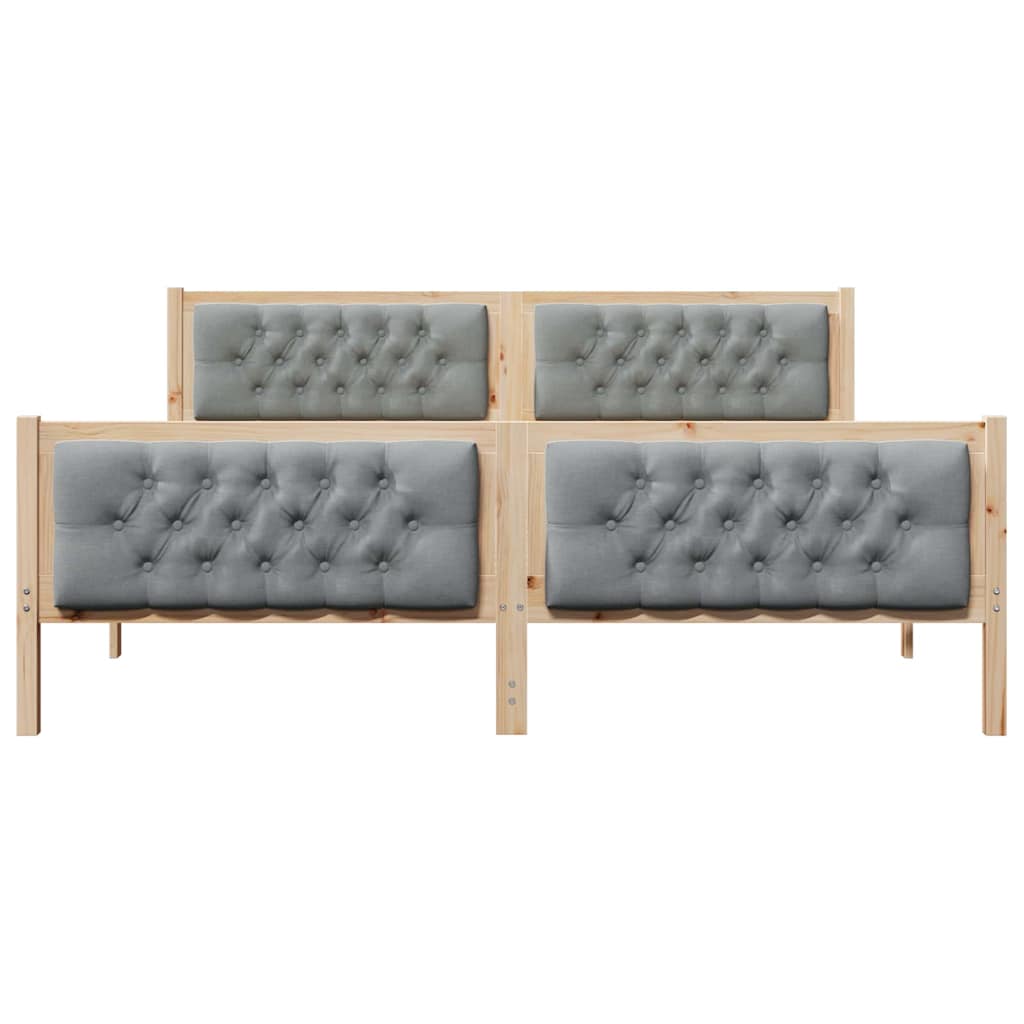 Sengestel med hovedgærde Lysegrå 180 x 200 cm Massiv fyrretræ
