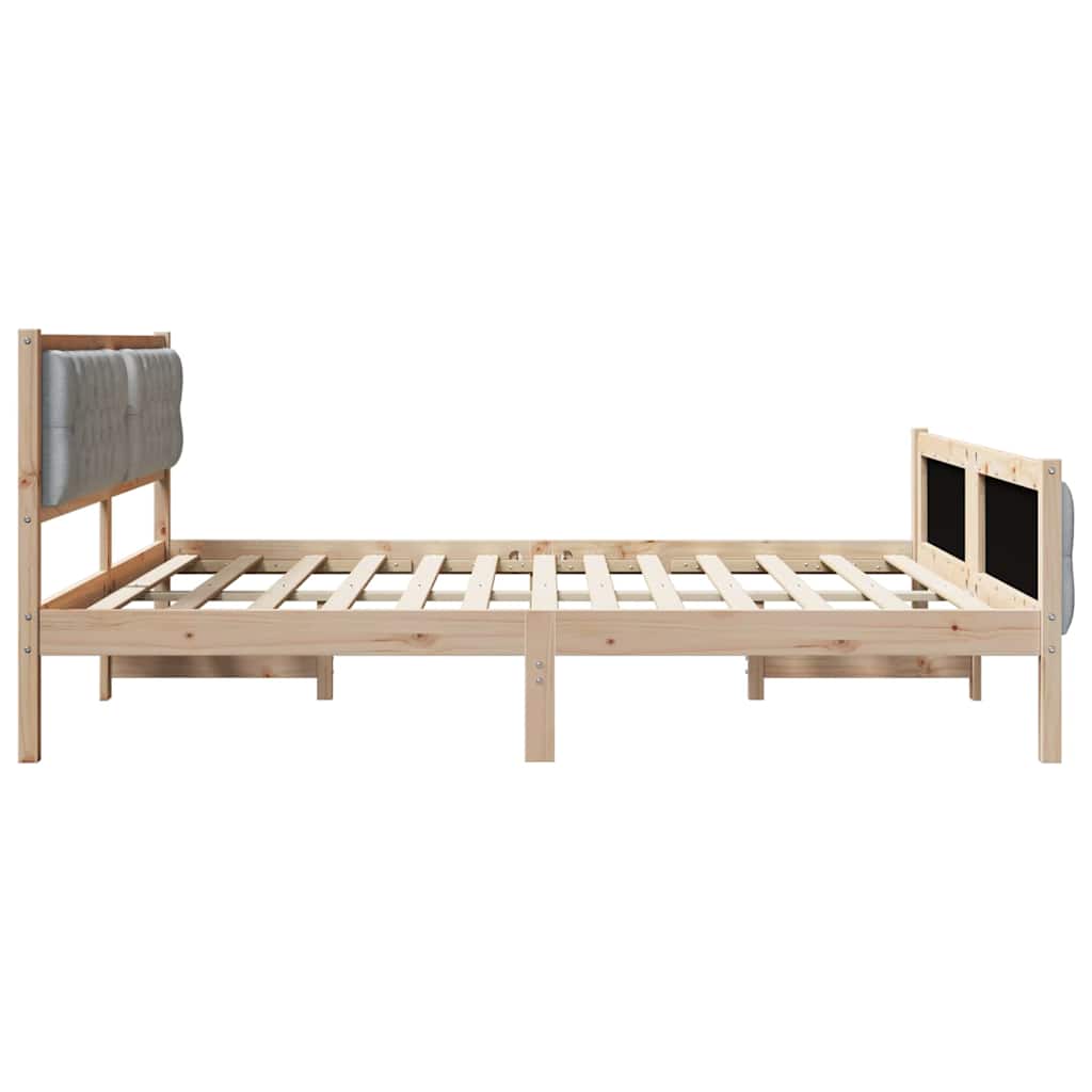 Sengestel med hovedgærde Lysegrå 180 x 200 cm Massiv fyrretræ
