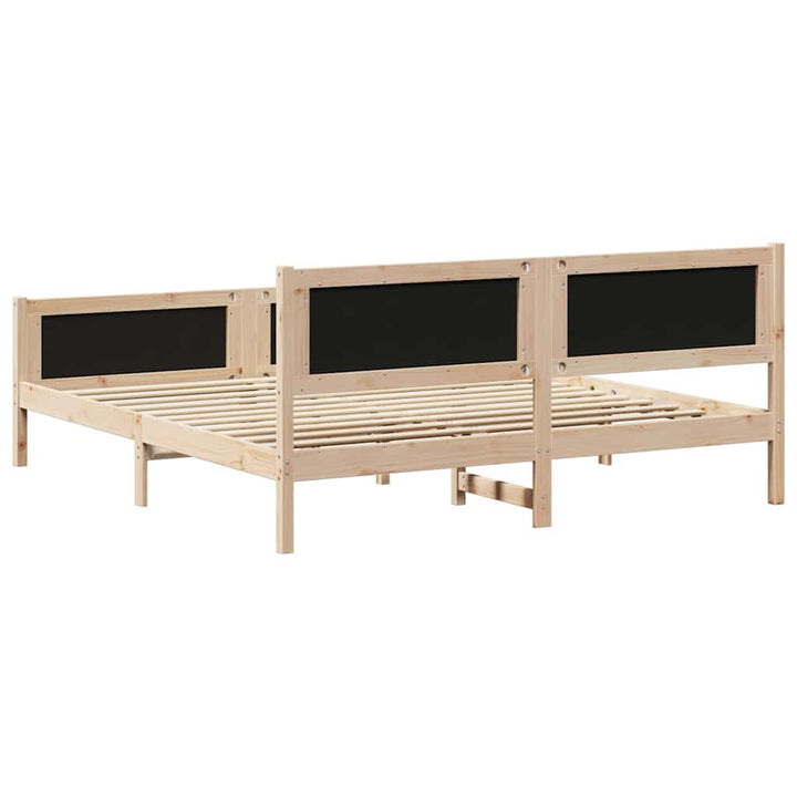 Sengestel med hovedgærde Mørkegrå 180 x 200 cm Massiv fyrretræ
