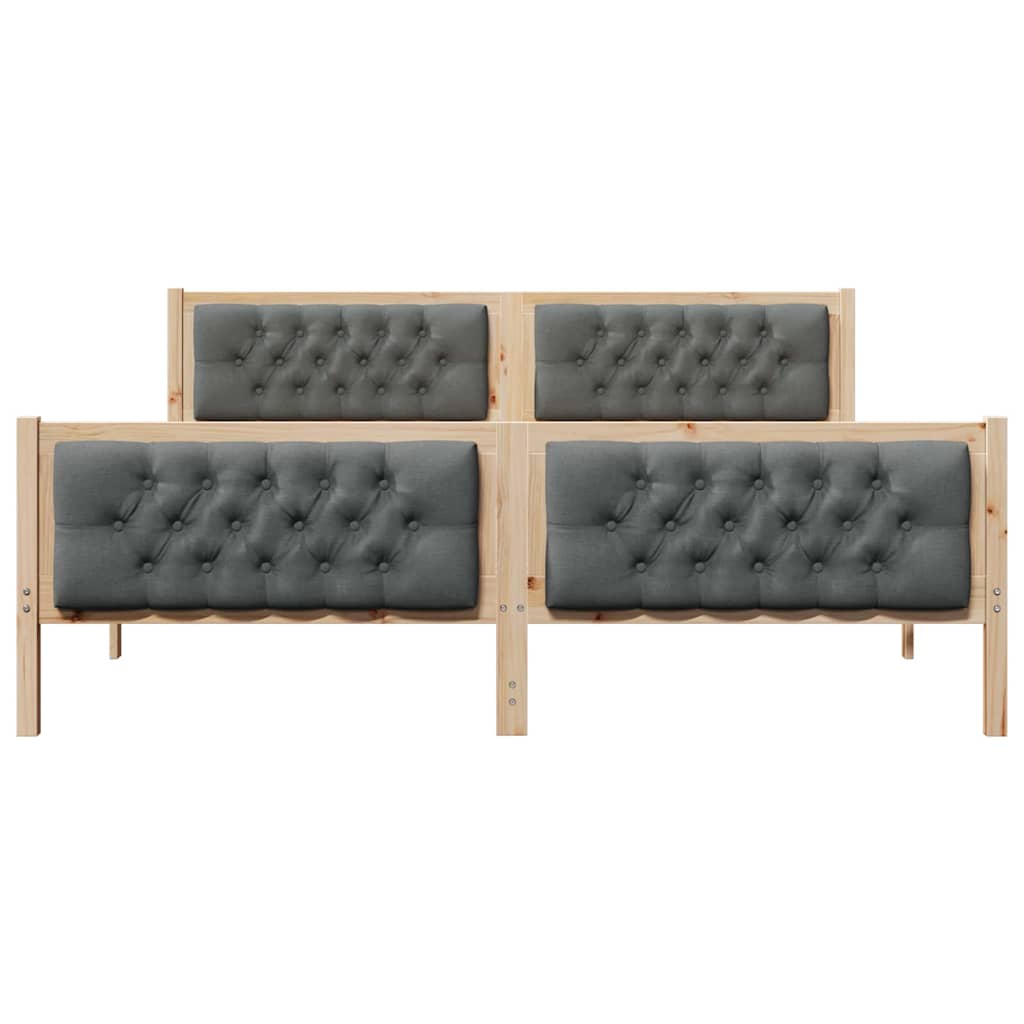 Sengestel med hovedgærde Mørkegrå 180 x 200 cm Massiv fyrretræ