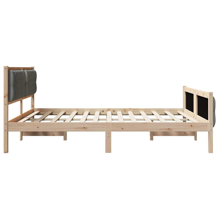 Sengestel med hovedgærde Mørkegrå 180 x 200 cm Massiv fyrretræ