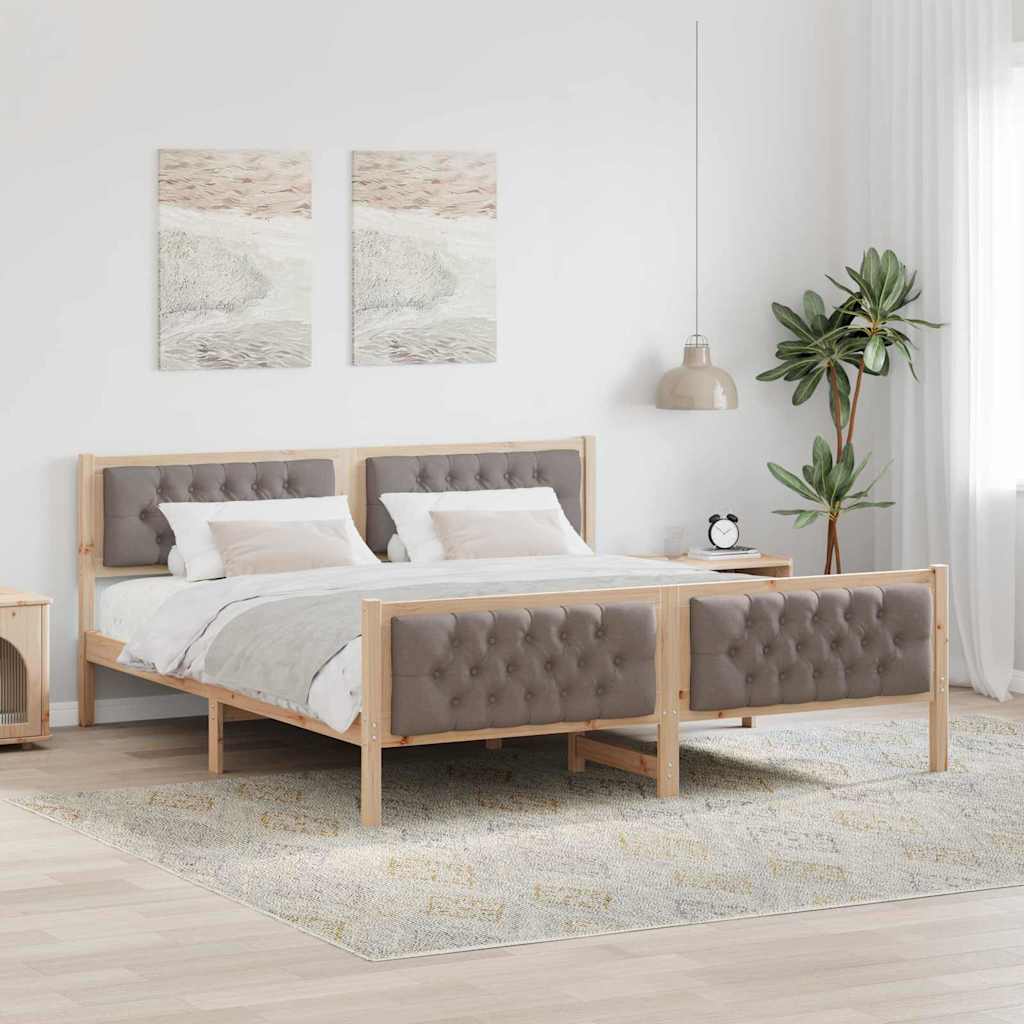 Sengestel med hovedgærde Gråbrun 180 x 200 cm Massiv fyrretræ