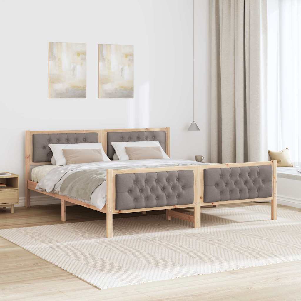 Sengestel med hovedgærde Gråbrun 180 x 200 cm Massiv fyrretræ