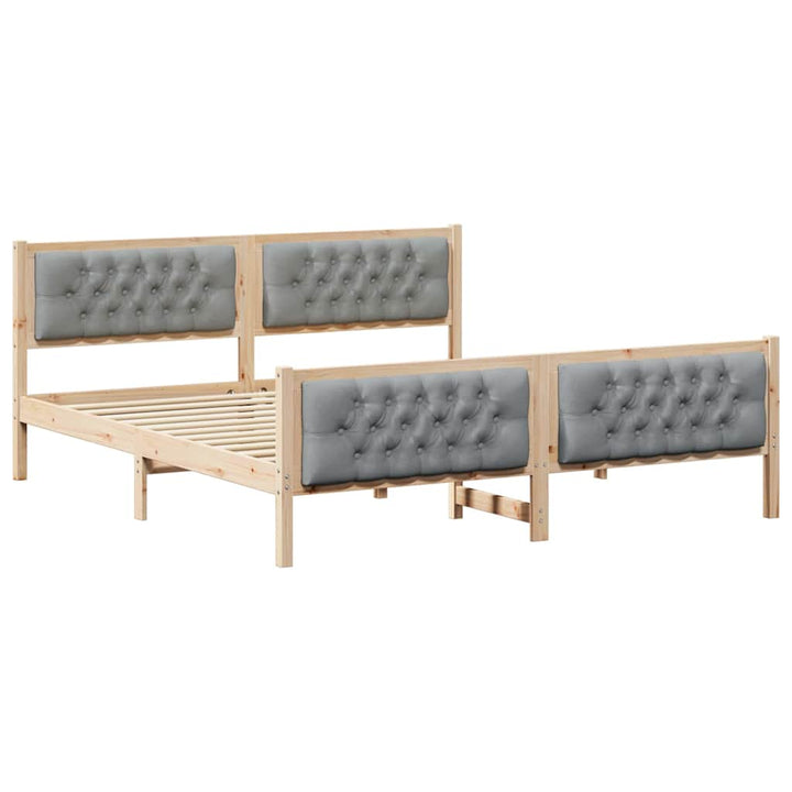 Sengestel med hovedgærde Lysegrå 160 x 200 cm Massiv fyrretræ
