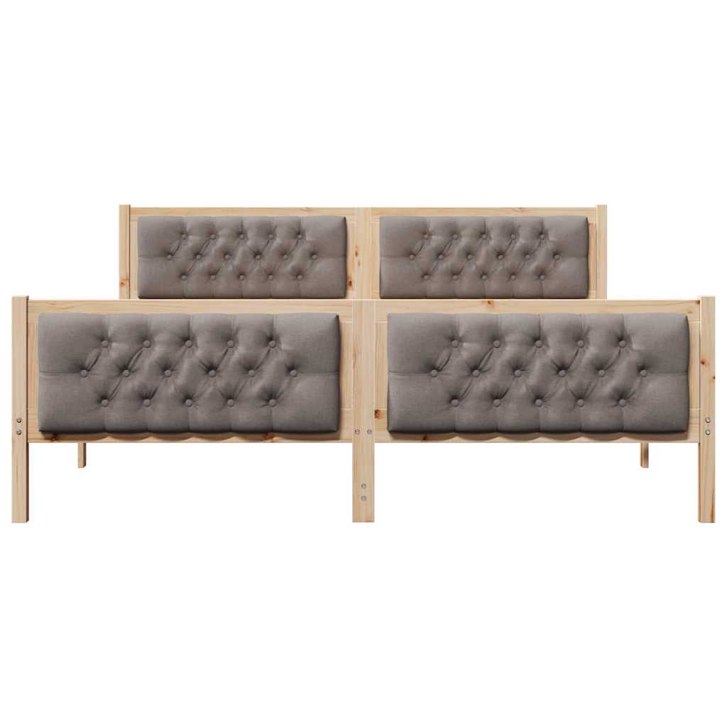 Sengestel med hovedgærde Gråbrun 160 x 200 cm Massiv fyrretræ