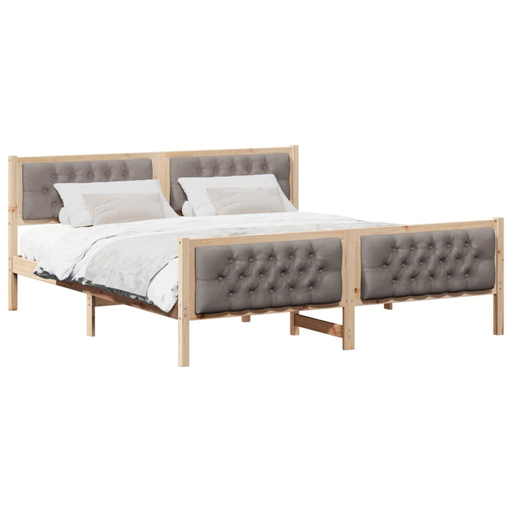 Sengestel med hovedgærde Gråbrun 160 x 200 cm Massiv fyrretræ