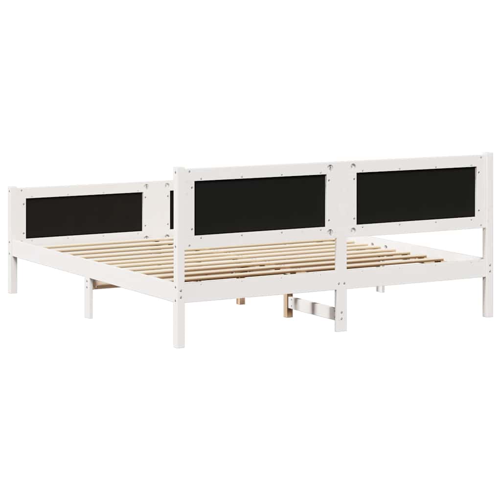Sengestel med hovedgærde Lysegrå 160 x 200 cm Massiv fyrretræ