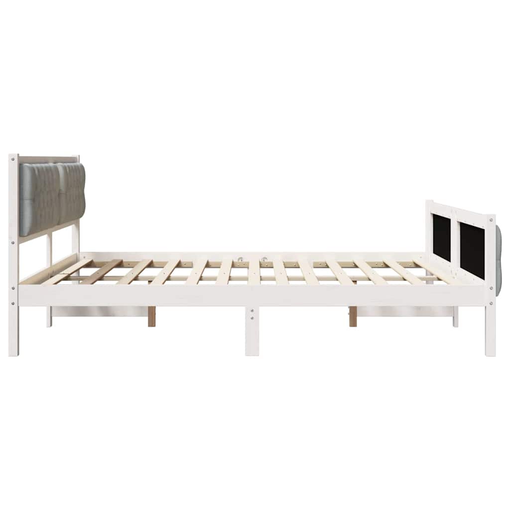 Sengestel med hovedgærde Lysegrå 160 x 200 cm Massiv fyrretræ