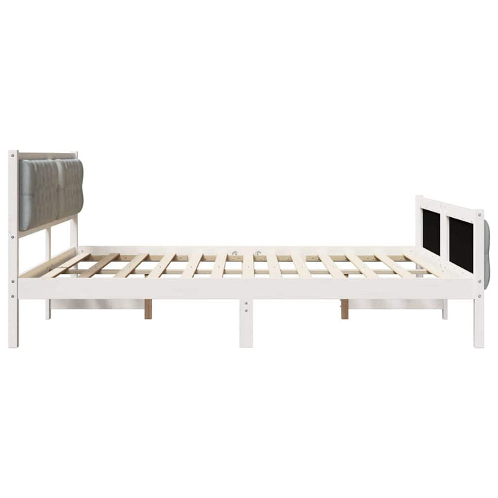Sengestel med hovedgærde Lysegrå 160 x 200 cm Massiv fyrretræ