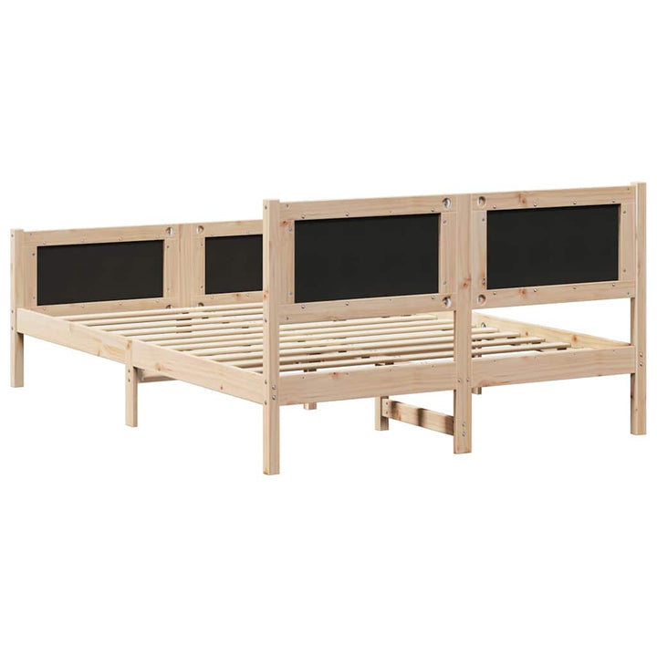 Sengestel med hovedgærde Sort 150 x 200 cm Massiv fyrretræ