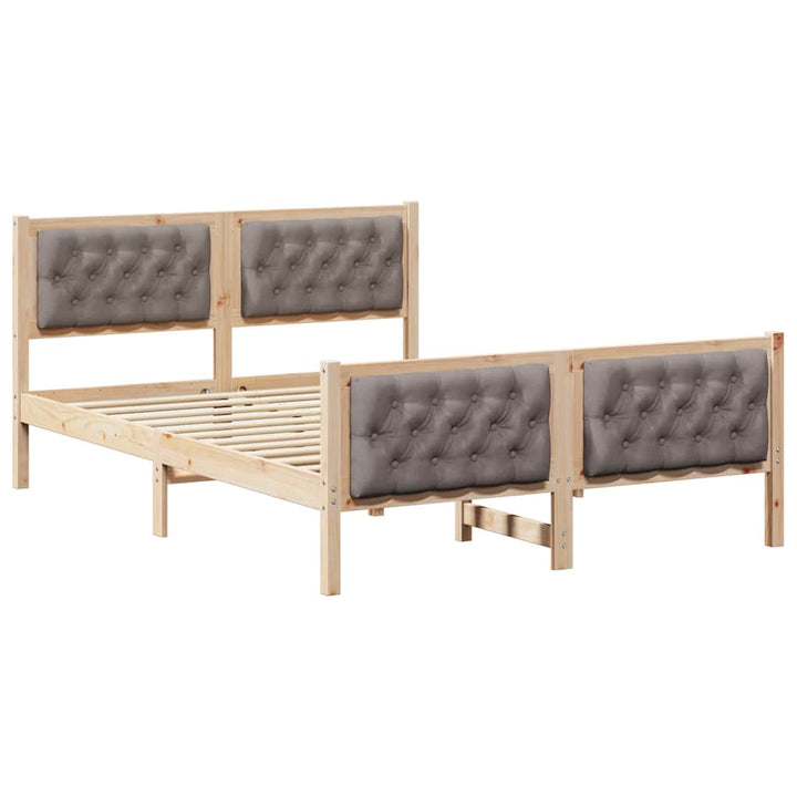 Sengestel med hovedgærde Gråbrun 150 x 200 cm Massiv fyrretræ