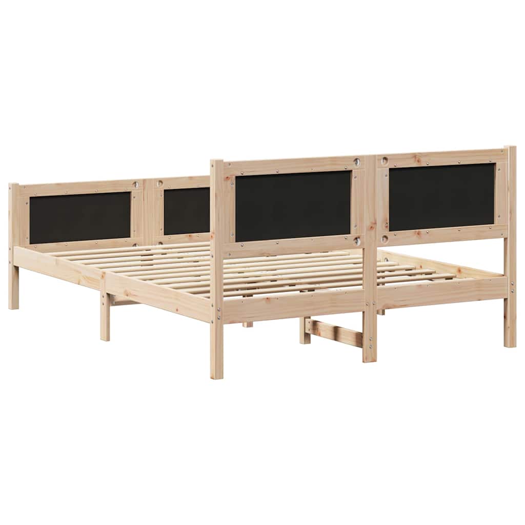 Sengestel med hovedgærde Gråbrun 150 x 200 cm Massiv fyrretræ