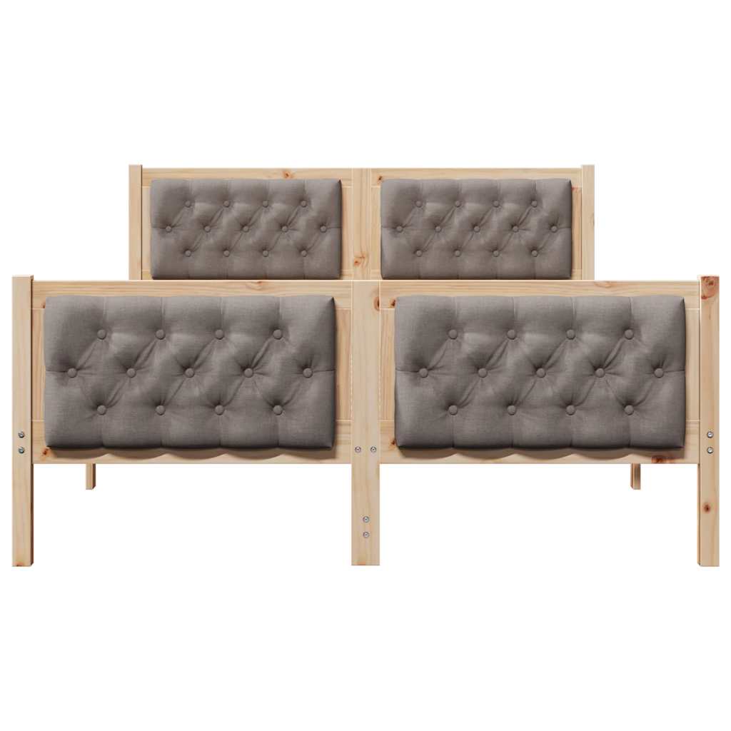 Sengestel med hovedgærde Gråbrun 150 x 200 cm Massiv fyrretræ