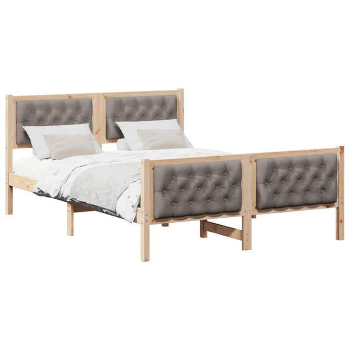 Sengestel med hovedgærde Gråbrun 150 x 200 cm Massiv fyrretræ