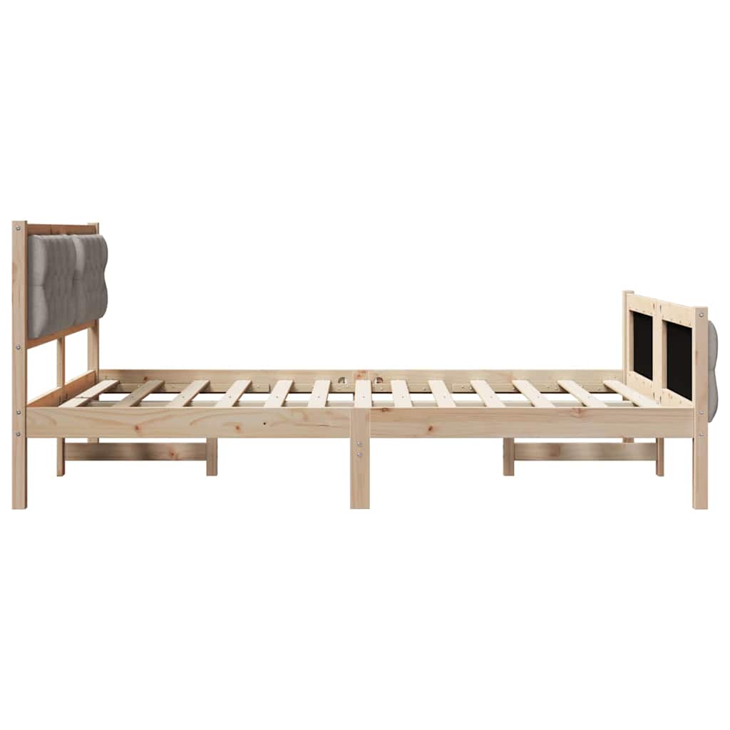 Sengestel med hovedgærde Gråbrun 150 x 200 cm Massiv fyrretræ
