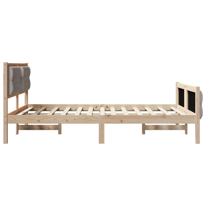 Sengestel med hovedgærde Gråbrun 150 x 200 cm Massiv fyrretræ