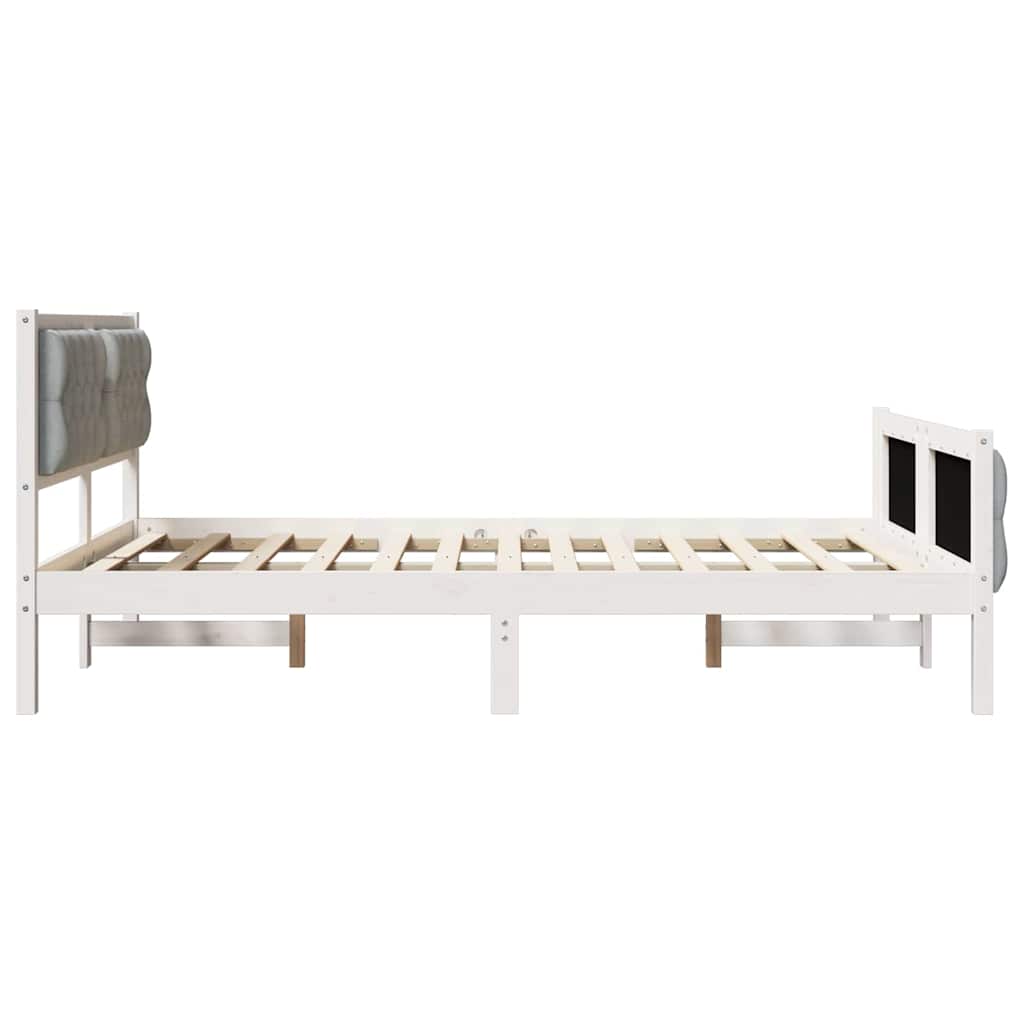Sengestel med hovedgærde Lysegrå 150 x 200 cm Massiv fyrretræ