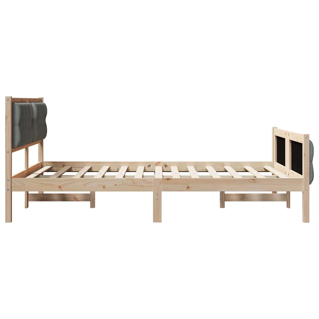 Sengestel med hovedgærde Mørkegrå 140 x 200 cm Massiv fyrretræ
