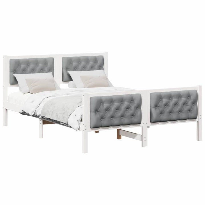 Sengestel med hovedgærde Lysegrå 140 x 200 cm Massiv fyrretræ