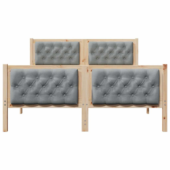 Sengestel med hovedgærde Lysegrå 140 x 190 cm Massiv fyrretræ