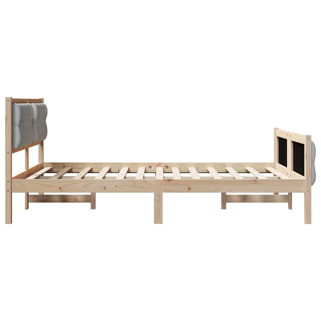 Sengestel med hovedgærde Lysegrå 140 x 190 cm Massiv fyrretræ