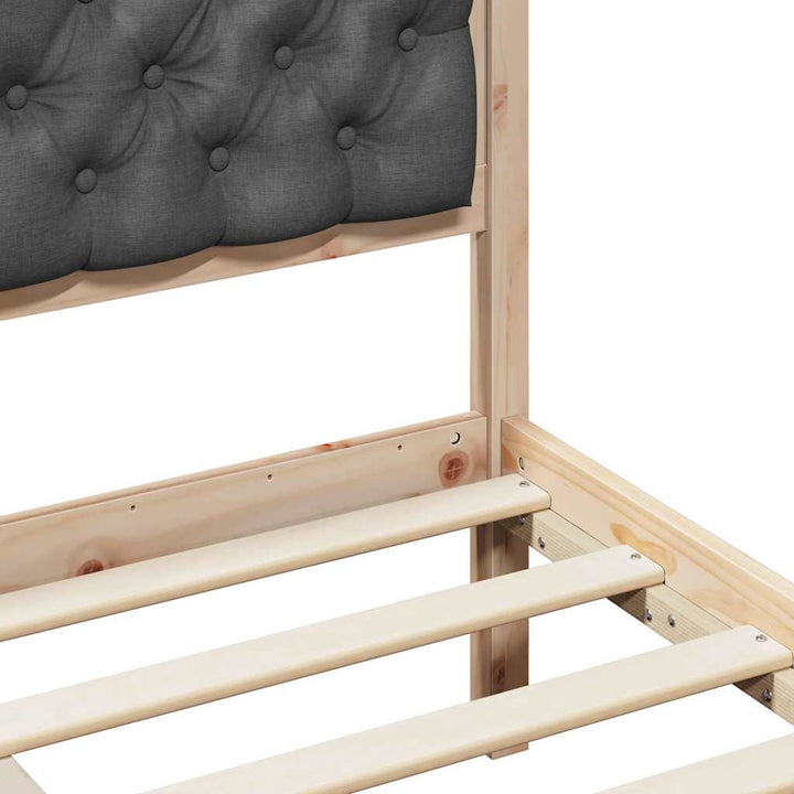 Sengestel med hovedgærde Mørkegrå 140 x 190 cm Massiv fyrretræ