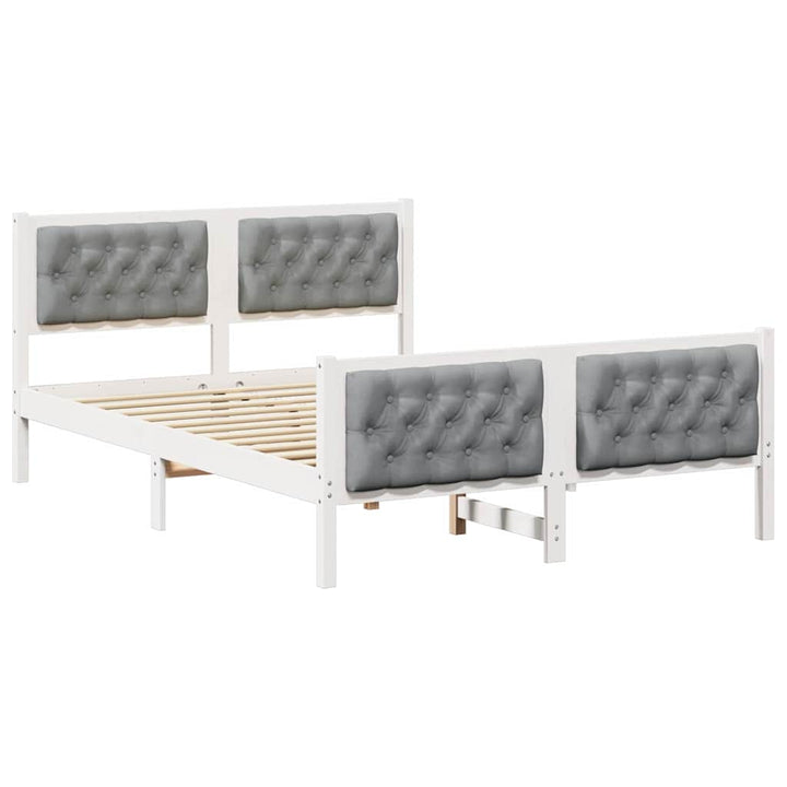Sengestel med hovedgærde Lysegrå 140 x 190 cm Massiv fyrretræ