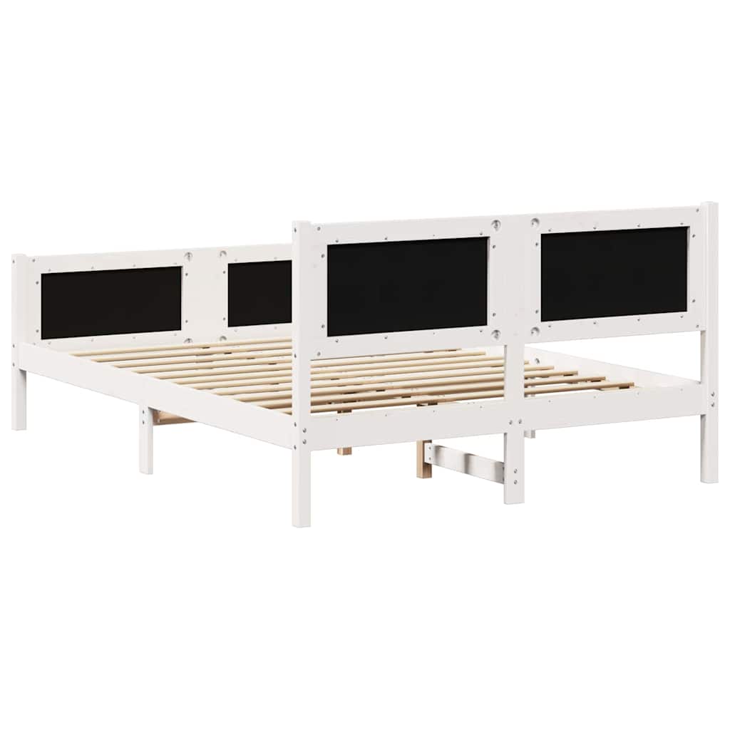 Sengestel med hovedgærde Lysegrå 140 x 190 cm Massiv fyrretræ
