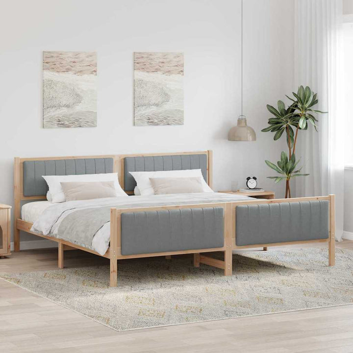 Sengestel Brun og lys grå 200 x 200 cm Massivt fyrretræ