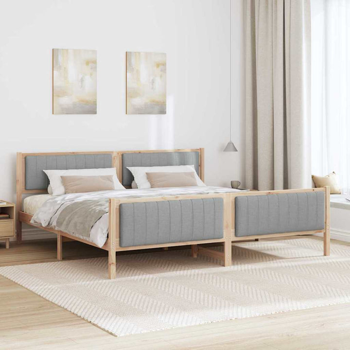 Sengestel Brun og lys grå 200 x 200 cm Massivt fyrretræ