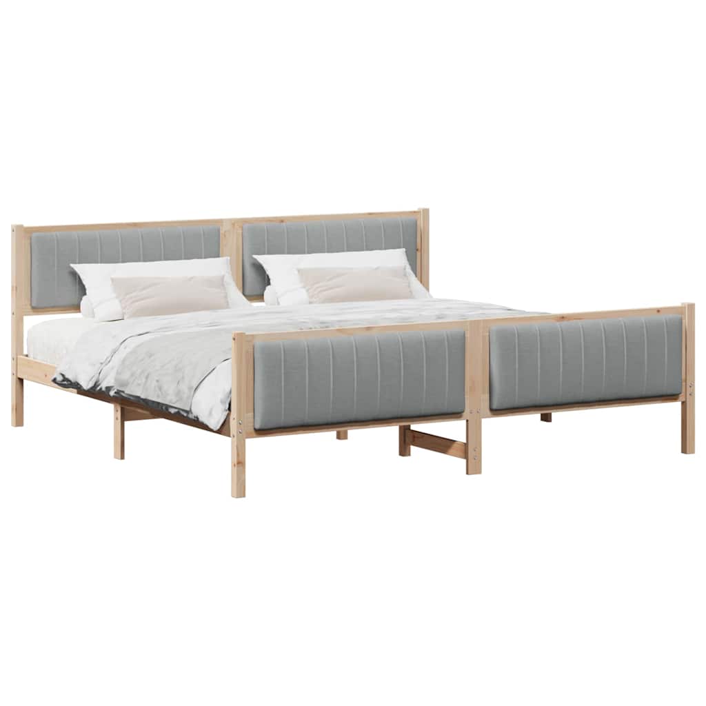 Sengestel Brun og lys grå 200 x 200 cm Massivt fyrretræ