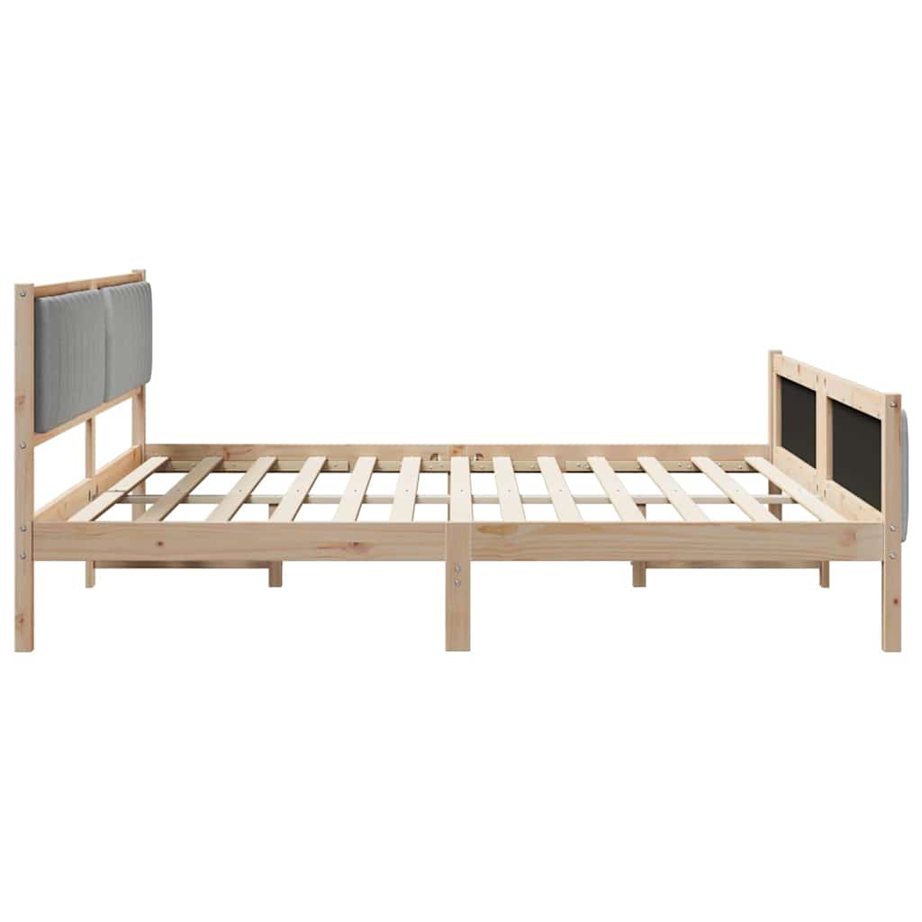 Sengestel Brun og lys grå 200 x 200 cm Massivt fyrretræ