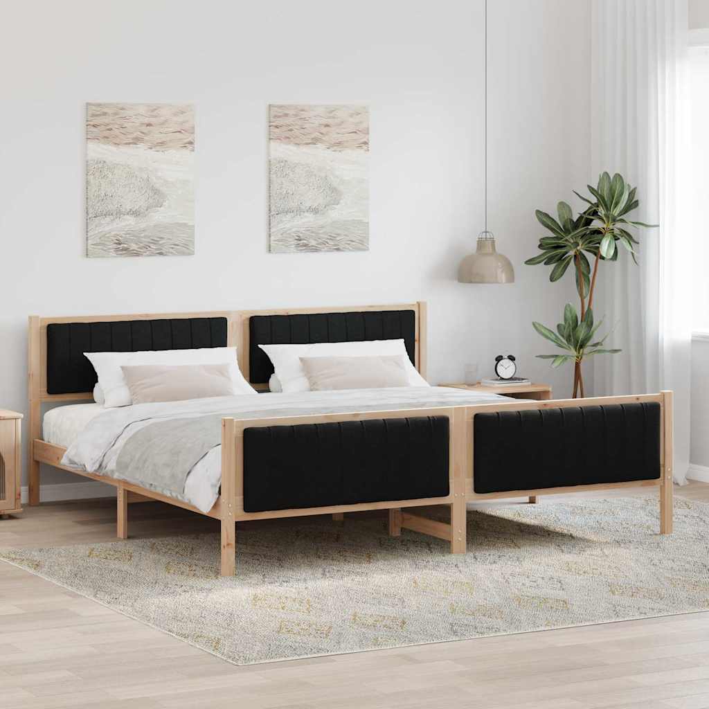 Sengestel Brun og sort 200 x 200 cm Massivt fyrretræ