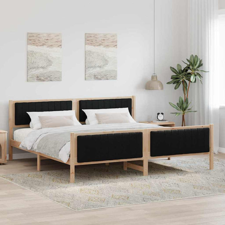 Sengestel Brun og sort 200 x 200 cm Massivt fyrretræ