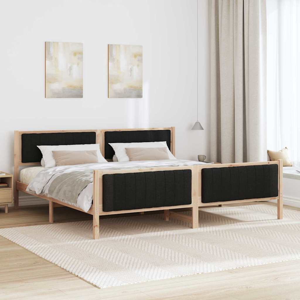 Sengestel Brun og sort 200 x 200 cm Massivt fyrretræ