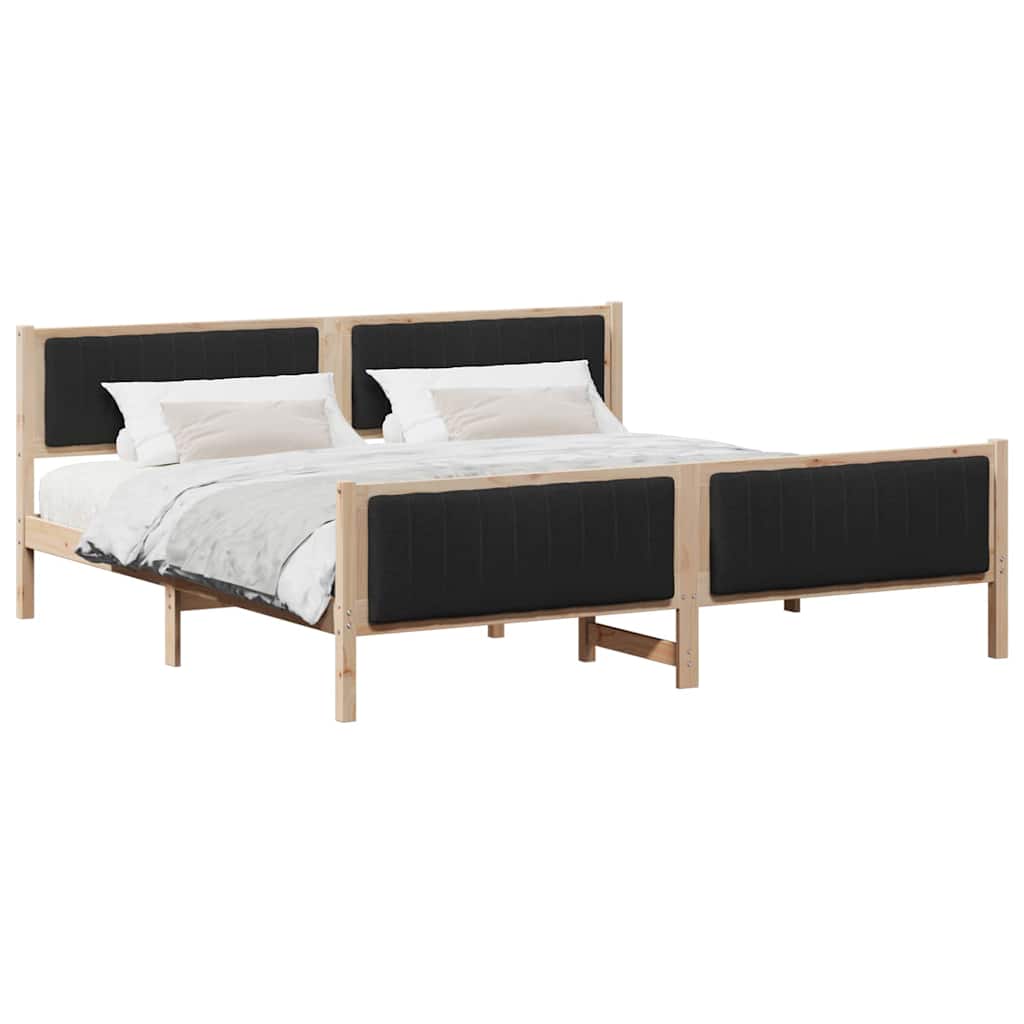 Sengestel Brun og sort 200 x 200 cm Massivt fyrretræ